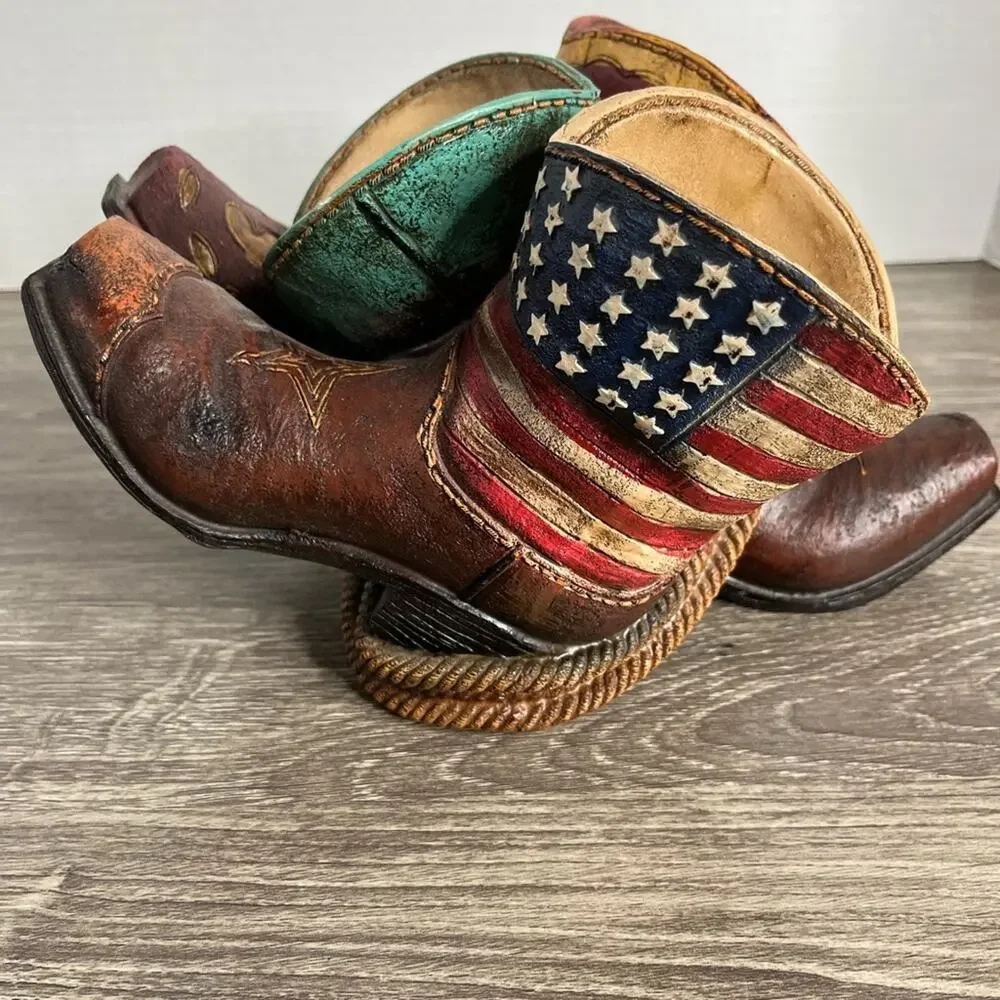 Cowboy Boots Triple Wine Holder Wine Holder Western Patriotic Farmhouse